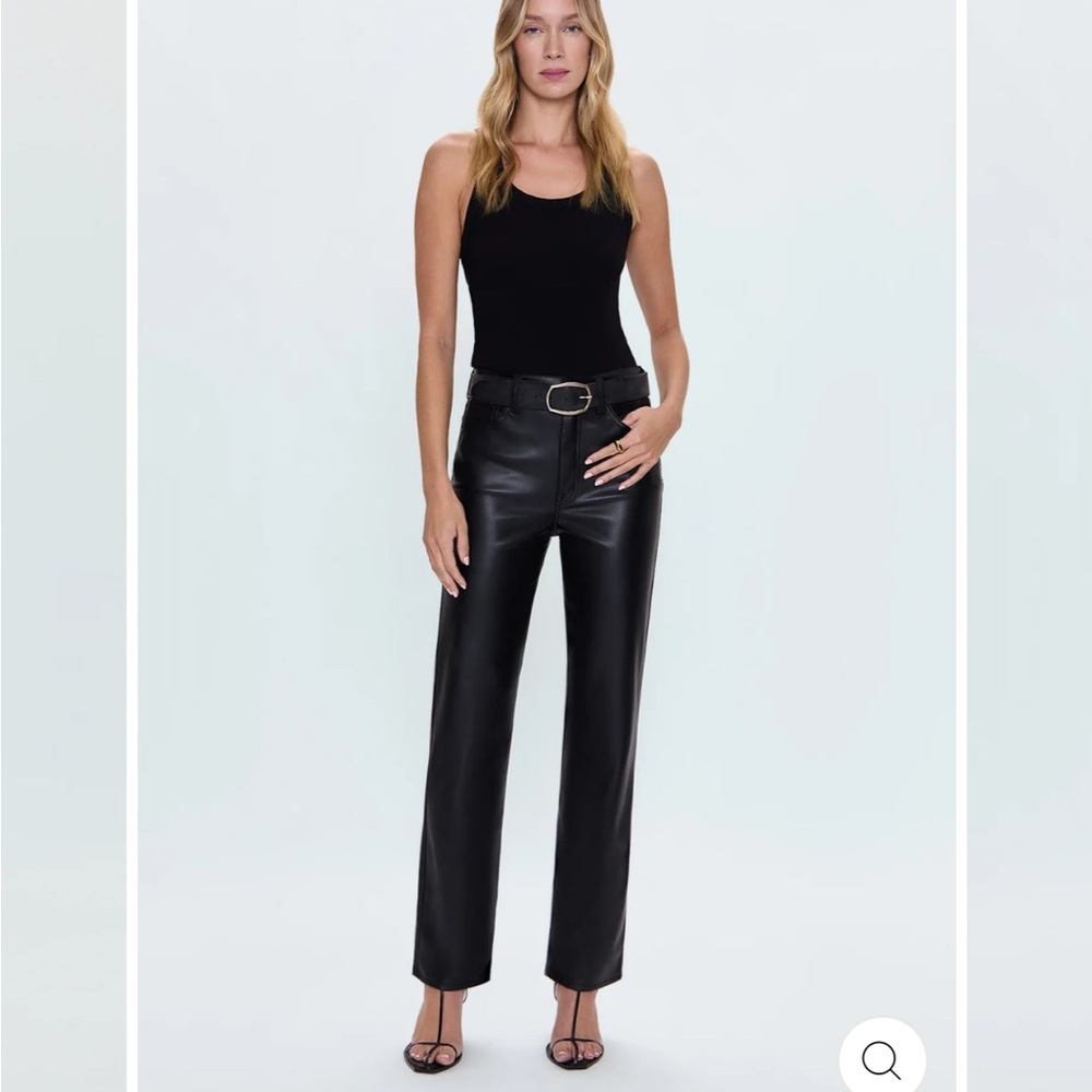 PISTOLA Cassie Black Leather super high rise straight leg Pants NWT